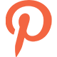 Pinterest logo on black background.
